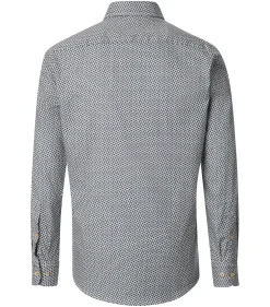 CASA MODA Sport casual fit overhemd, twill, wit met blauw en beige dessin