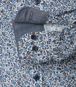 CASA MODA Sport casual fit overhemd, popeline, blauw dessin