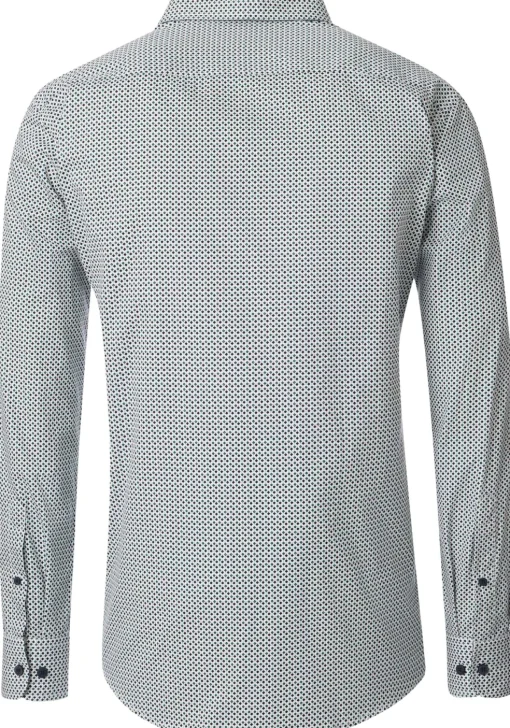 CASA MODA Sport casual fit overhemd, twill, wit met blauw en petrol dessin