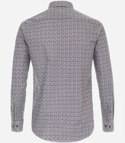 CASA MODA Sport casual fit overhemd, popeline, rood dessin