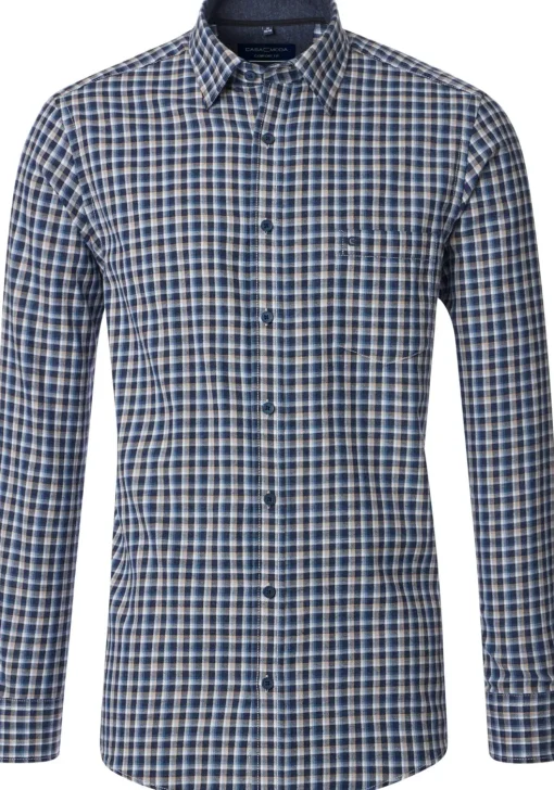 CASA MODA Sport comfort fit overhemd, flanel, blauw geruit