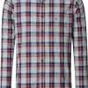 CASA MODA Sport comfort fit overhemd, chambray, blauw met donkerrood en beige geruit