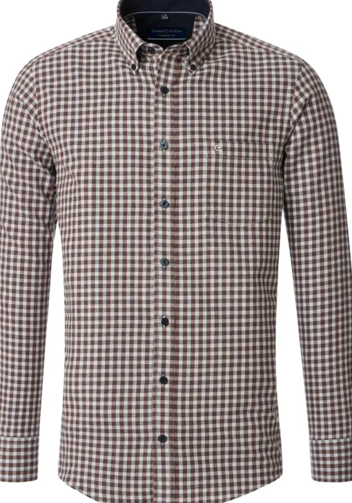 CASA MODA Sport comfort fit overhemd, flanel, bruin geruit