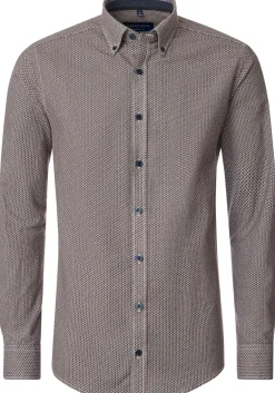 CASA MODA Sport comfort fit overhemd, flanel, bruin dessin