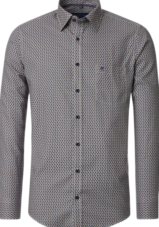 CASA MODA Sport comfort fit overhemd, popeline, blauw dessin