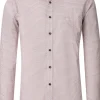 CASA MODA Sport comfort fit overhemd, popeline, wit met beige en rood dessin