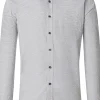 CASA MODA Sport comfort fit overhemd, popeline, wit met blauw en beige dessin
