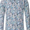 CASA MODA Sport comfort fit overhemd, popeline, wit met blauw, beige en groen dessin