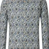 CASA MODA Sport comfort fit overhemd, twill, blauw met wit, groen en beige dessin