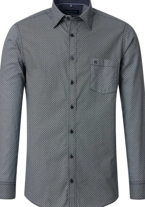 CASA MODA Sport comfort fit overhemd, twill, groen dessin