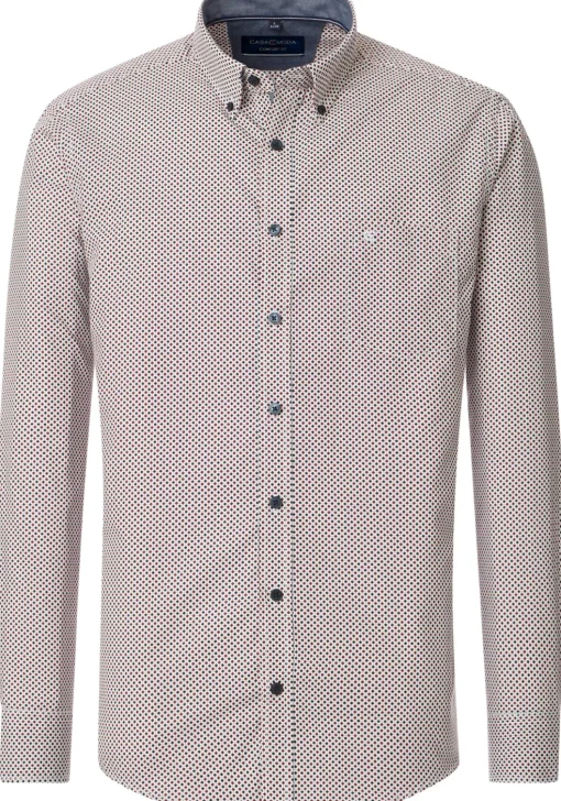 CASA MODA Sport comfort fit overhemd, twill, wit met blauw en rood dessin
