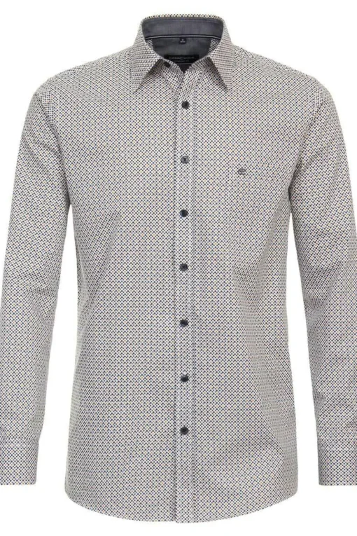 CASA MODA Sport comfort fit overhemd, popeline, geel dessin