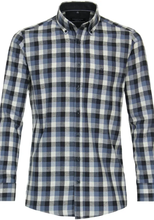 CASA MODA Sport comfort fit overhemd, flanel, blauw geruit