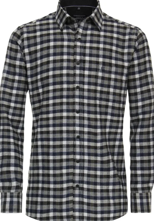 CASA MODA Sport comfort fit overhemd, flanel, groen geruit