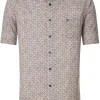 CASA MODA Sport comfort fit overhemd, korte mouw, popeline, blauw, wit, beige en oranje dessin