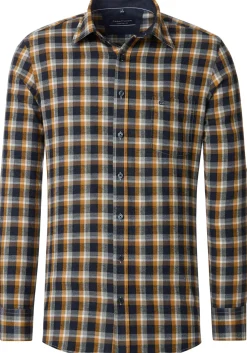 CASA MODA Sport comfort fit overhemd, flanel, blauw dessin