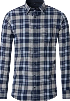 CASA MODA Sport comfort fit overhemd, flanel, blauw geruit