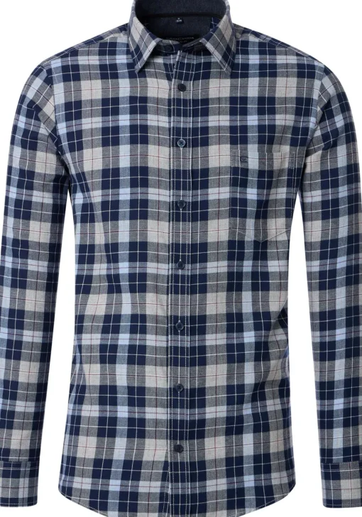 CASA MODA Sport comfort fit overhemd, flanel, blauw geruit