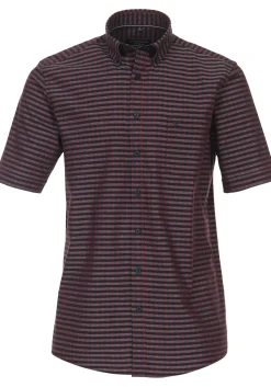 CASA MODA Sport comfort fit overhemd, korte mouw, dobby, rood geruit