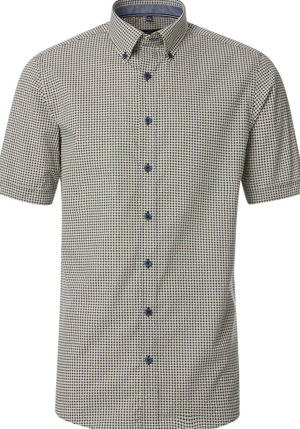 CASA MODA Sport comfort fit overhemd, korte mouw, popeline, blauw dessin