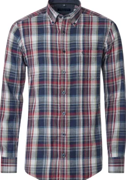CASA MODA Sport comfort fit overhemd, flanel, blauw geruit
