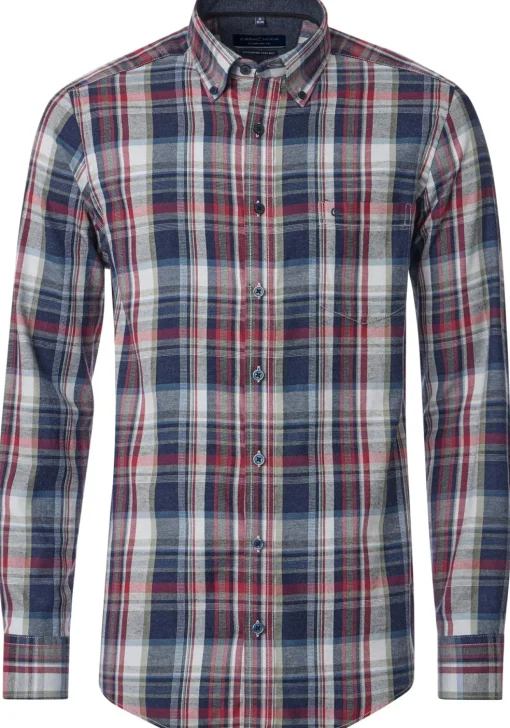 CASA MODA Sport comfort fit overhemd, flanel, blauw geruit
