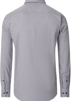 CASA MODA Sport comfort fit overhemd, popeline, wit met blauw en rood dessin