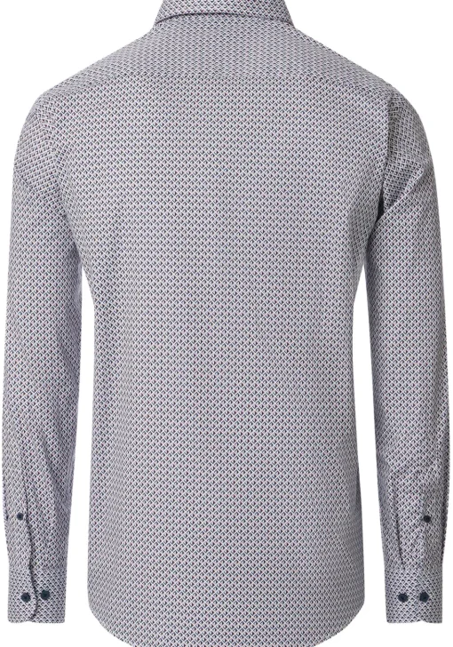 CASA MODA Sport comfort fit overhemd, popeline, wit met blauw en rood dessin