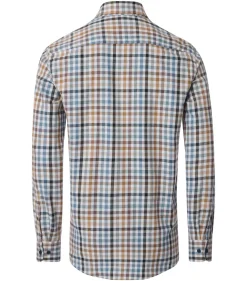 CASA MODA Sport comfort fit overhemd, flanel, blauw, wit en beige geruit