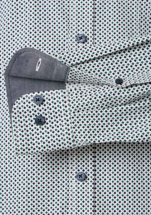 CASA MODA Sport comfort fit overhemd, twill, wit met blauw en groen dessin