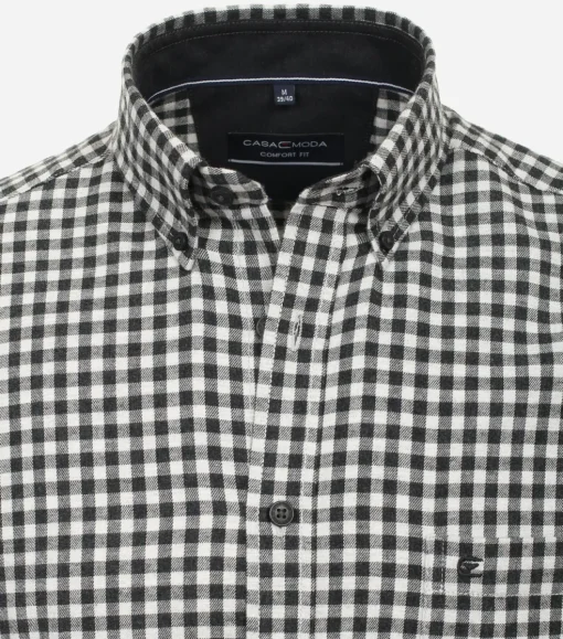 CASA MODA Sport comfort fit overhemd, flanel, antraciet geruit