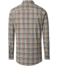 CASA MODA Sport comfort fit overhemd, flanel, beige, blauw en wit geruit