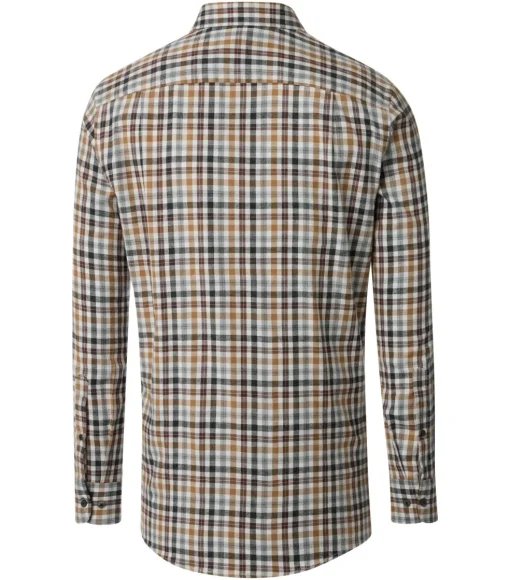 CASA MODA Sport comfort fit overhemd, flanel, beige, blauw en wit geruit