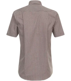 CASA MODA Sport comfort fit overhemd, korte mouw, popeline, rood dessin