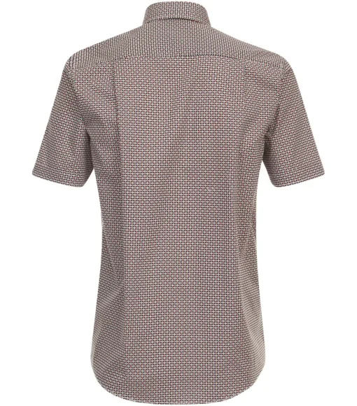 CASA MODA Sport comfort fit overhemd, korte mouw, popeline, rood dessin