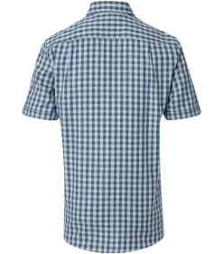 CASA MODA Sport comfort fit overhemd, korte mouw, chambray, blauw geruit