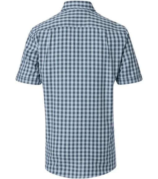 CASA MODA Sport comfort fit overhemd, korte mouw, chambray, blauw geruit