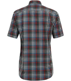CASA MODA Sport comfort fit overhemd, korte mouw, dobby, groen geruit