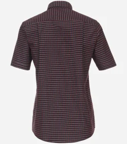 CASA MODA Sport comfort fit overhemd, korte mouw, dobby, rood geruit