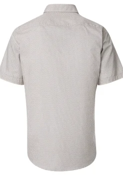 CASA MODA Sport comfort fit overhemd, korte mouw, popeline, blauw met groen en wit dessin