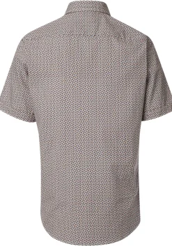 CASA MODA Sport comfort fit overhemd, korte mouw, popeline, blauw met wit en oranje dessin