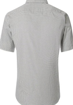 CASA MODA Sport comfort fit overhemd, korte mouw, popeline, wit met blauw en groen dessin