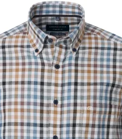 CASA MODA Sport comfort fit overhemd, flanel, blauw, wit en beige geruit