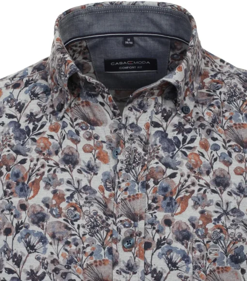 CASA MODA Sport comfort fit overhemd, structuur, oranje dessin