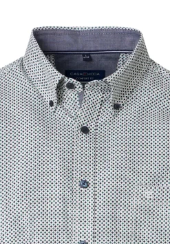 CASA MODA Sport comfort fit overhemd, twill, wit met blauw en groen dessin
