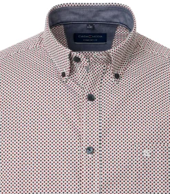 CASA MODA Sport comfort fit overhemd, twill, wit met blauw en rood dessin
