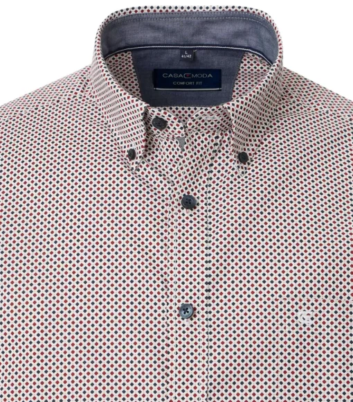 CASA MODA Sport comfort fit overhemd, twill, wit met blauw en rood dessin