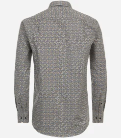 CASA MODA Sport comfort fit overhemd, popeline, geel dessin