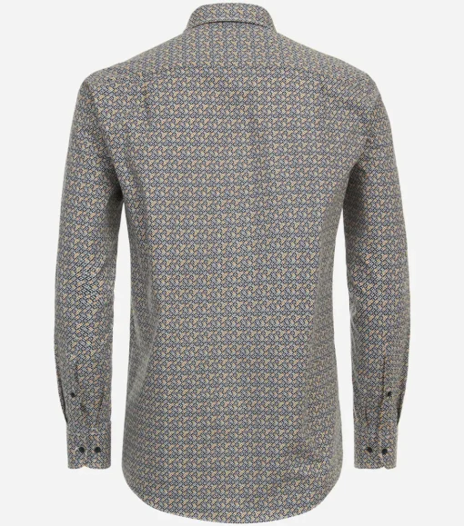 CASA MODA Sport comfort fit overhemd, popeline, geel dessin