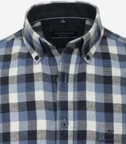 CASA MODA Sport comfort fit overhemd, flanel, blauw geruit